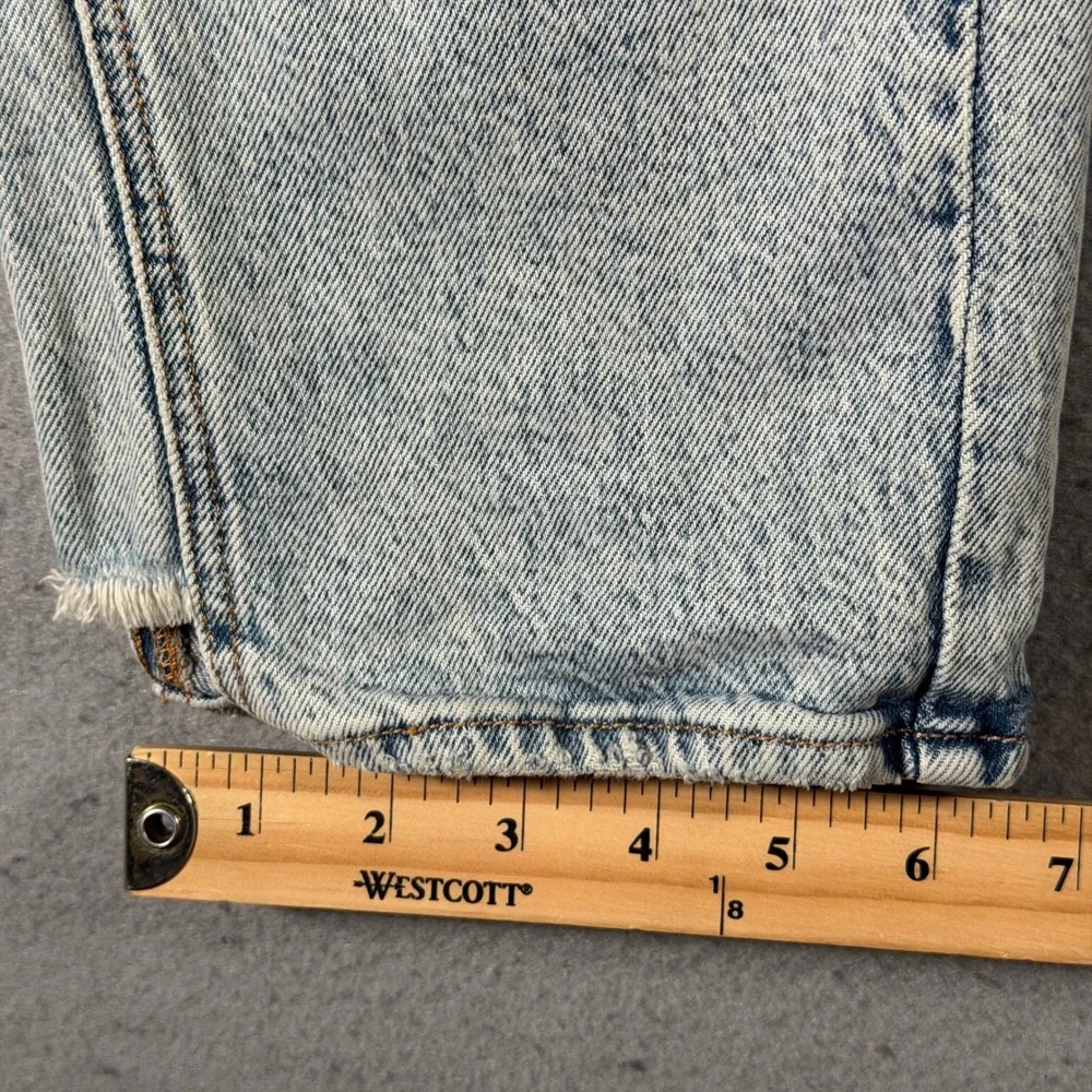Good American Good Curve Straight Step‎ Insert Outseam Acid Wash Jeans 2/26 Blue
